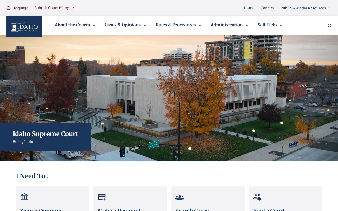 Boise County court records access through the Idaho Judicial Branch